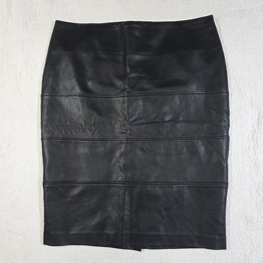 Reitmans Vintage Black Faux Leather Pleather Pencil Skirt